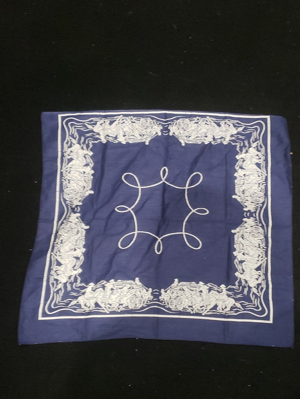 Vintage Homestead Cowboys Settlers Blue Bandana Hanky
